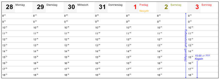 Heyer's Kalender-Studio - Wochenplan, Tage nebeneinander