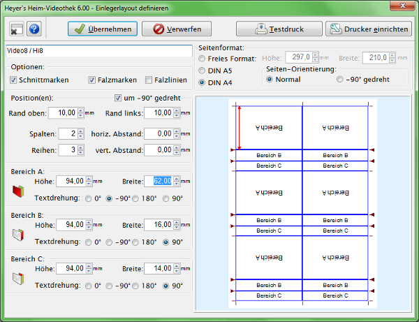 Heyer's Heim-Videothek: Layout/Einleger