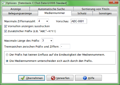 Heyer's Heim-Videothek: Optionen/Mediennummer