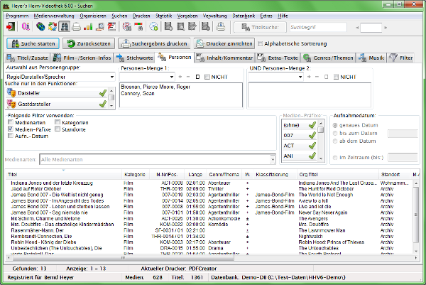 Heyer's Heim-Videothek: Suchen / Personen