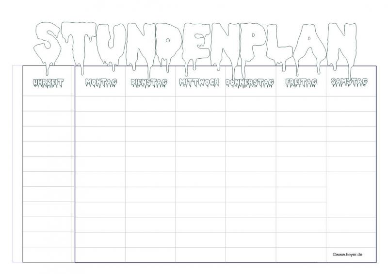 Stundenplan zum Ausmalen