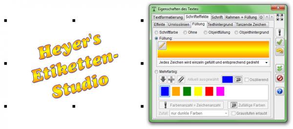 Zum Vergrößern anklicken! Heyer's Etiketten-Studio Pro - Text